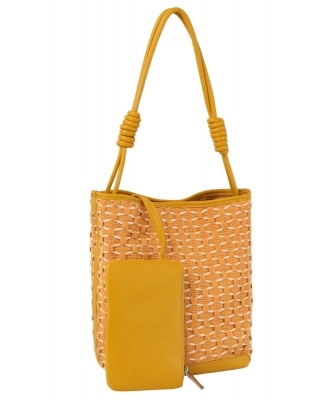Fashion Honeycomb JQD 2-in-1 Tote Bag LE-0329 MUSTARD
